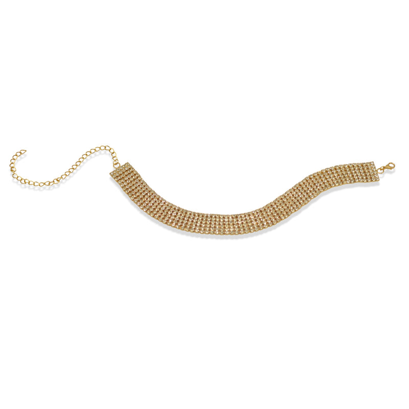 Eight-Row Rhinestone Crystal Choker Necklace Gold ✨ or Silver 🤍