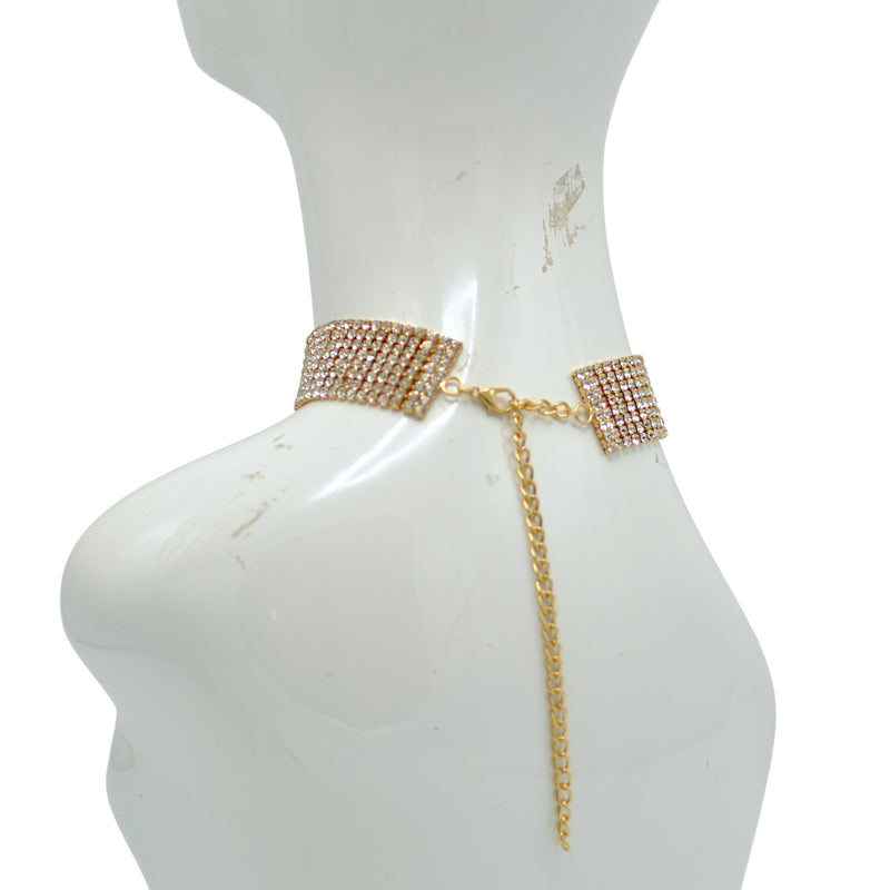 Multi-Row Rhinestone Crystal Choker Necklace Gold ✨ or Silver 🤍