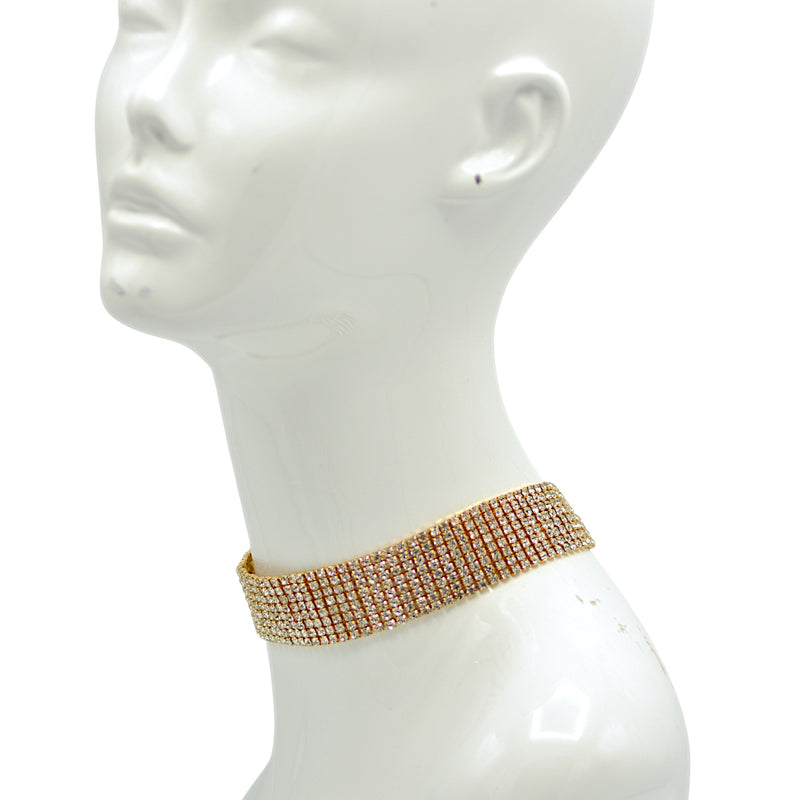 Multi-Row Rhinestone Crystal Choker Necklace Gold ✨ or Silver 🤍
