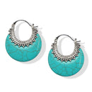 Bohemian Faux-Turquoise Crescent Hoops – 1.5" Statement Size