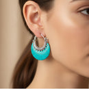 Bohemian Faux-Turquoise Crescent Hoops – 1.5" Statement Size