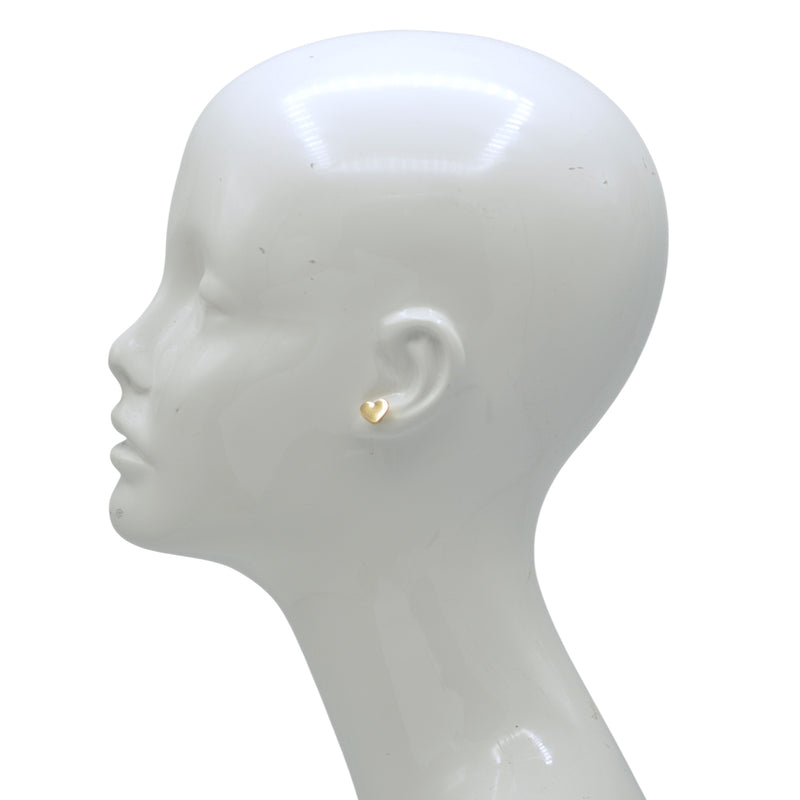 Solid Gold tone Heart Stud Earrings 0.5"