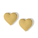 Solid Gold tone Heart Stud Earrings 0.5"