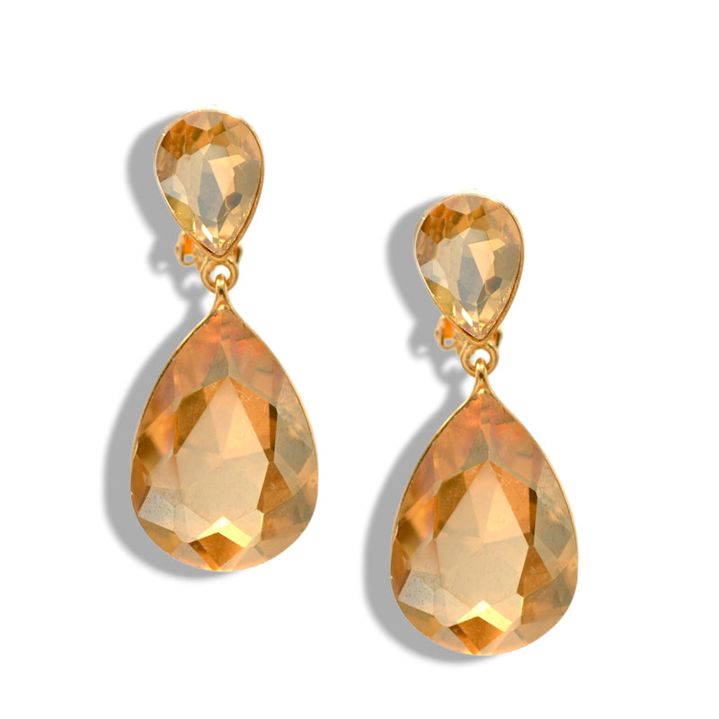 Faceted Crystal Teardrop Dangle Earrings