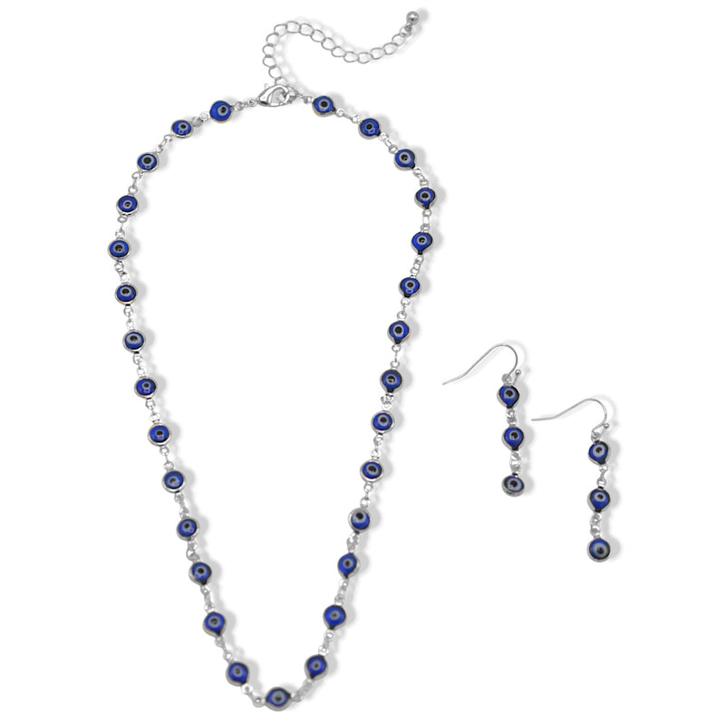 Evil Eye Protection Necklace & Earrings Set – 16" Necklace with 1.8" Earrings