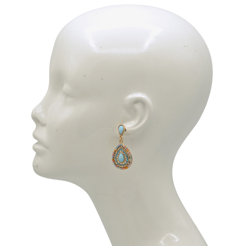 Bohemian Teardrop Dangle Earrings 1.9"