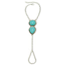Turquoise Stone Hand Chain Bracelet