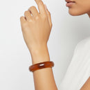 2.8" Oversized Square-Edge Tortoise Shell Resin Bangle Bracelet – Vintage Style Amber Geometric Bangle