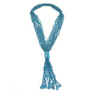 Aqua Blue multi layered Seed beads tassel long Necklace