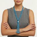 Aqua Blue multi layered Seed beads tassel long Necklace