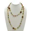 48" Long Single Strand Mixed Bead Necklace – Earthy Olive, Amber, and Rose Palette – Versatile Wrap Statement Jewelry