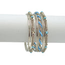 Silver Turquoise 9-Piece Bangle Bracelet Set – Classic Stacked Bangles For Women