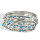 Silver Turquoise 9-Piece Bangle Bracelet Set – Classic Stacked Bangles For Women