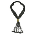 Black Multi Layered Seed Beads Tassel Long Necklace