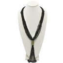 Black Multi Layered Seed Beads Tassel Long Necklace