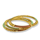Gold & Multicolor Textured Bangle Set – 2.6" Diameter (Set of 3)