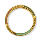 Gold & Multicolor Textured Bangle Set – 2.6" Diameter (Set of 3)
