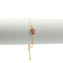 GOLD BLUE CRYSTAL EVIL EYE BOX CHAIN BRACELET