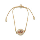 GOLD BLUE CRYSTAL EVIL EYE BOX CHAIN BRACELET