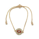 GOLD BLUE CRYSTAL EVIL EYE BOX CHAIN BRACELET