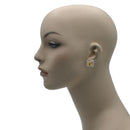 TWO TONE CHAMPAGNE CRYSTAL SQUARE EARRINGS SET