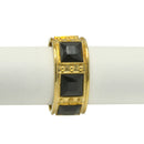 GOLD OXIDIZED PALTED BLACK SQUARE FACETED STONE HINGED BRACELET
