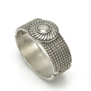 OXIDIZED SILVER PLATED ROPE AND FLOWER DESIGN HINGED BRACELETS