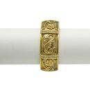 GOLD OXIDIZED PALTED FLOWER DESIGN AND WHITE RHINESTONES CRYSTAL HINGED BRACELET