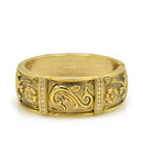 GOLD OXIDIZED PALTED FLOWER DESIGN AND WHITE RHINESTONES CRYSTAL HINGED BRACELET