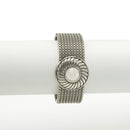 OXIDIZED SILVER PLATED ROPE AND FLOWER DESIGN HINGED BRACELETS