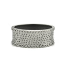 Silver Oxidized Matte Finished Hammered Hinged Bracelet