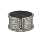 SILVER OXIDIZED MATTE FINISHED HAMMERED HINGED BRACELET