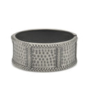SILVER OXIDIZED MATTE FINISHED HAMMERED HINGED BRACELET