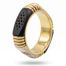 Women’s Plus-Size 3.1-Inch Chunky Bangle Bracelet, Cream and Dark Brown Panel Wide Gold-Tone Statement Jewelry
