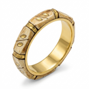 Women’s Plus-Size 3-Inch Chunky Bangle Bracelet, Cream-Tone and Gold-Tone Segmented Bone-Look Wide Statement Jewelry