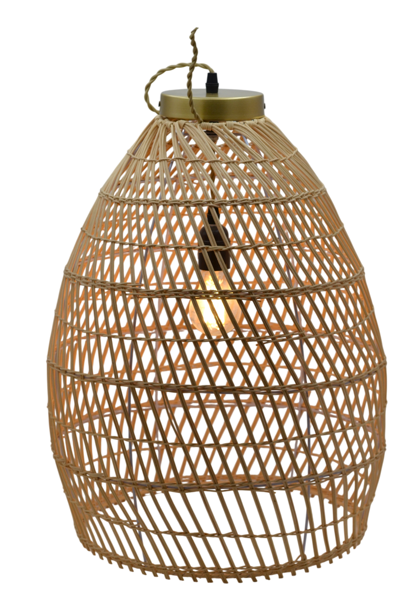 Bohemian Rattan Woven Pendant Light Classic Ceiling Lighting Fixture 22x16"