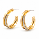 Women’s 1-Inch Gold-Tone Open Hoop Earrings with Silver-Tone Sparkle Accent, Two-Tone Post-Back Fashion Jewelry