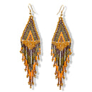 Multi-color Bohemian Seed Bead Long Tassel Earrings