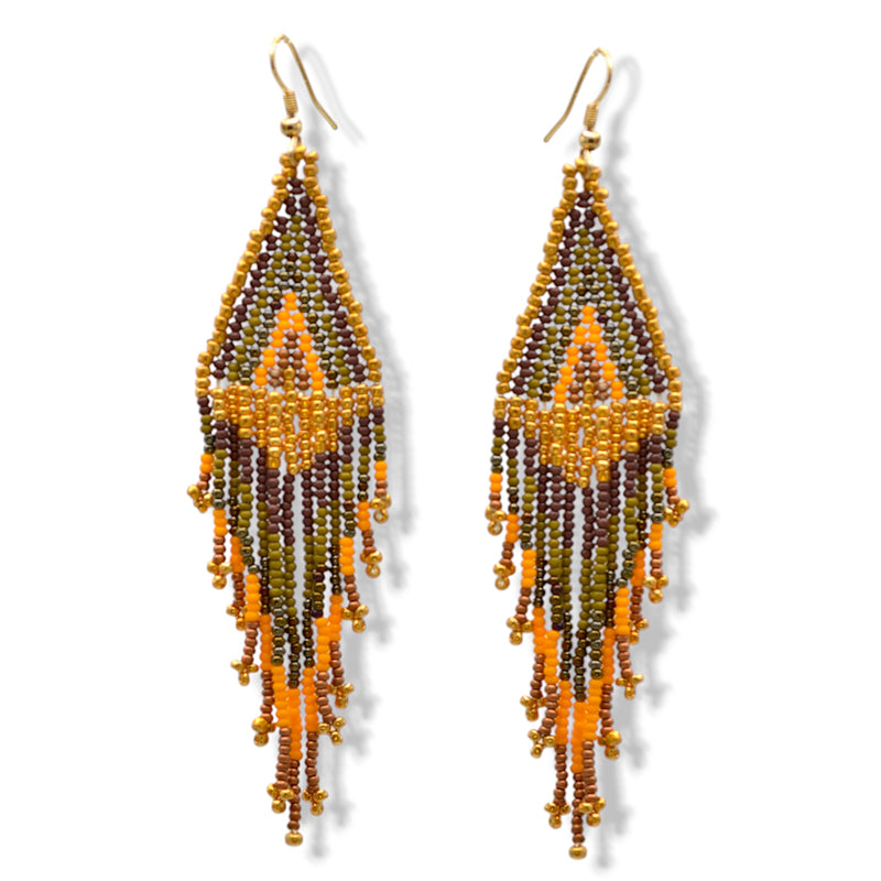 Multi-color Bohemian Seed Bead Long Tassel Earrings