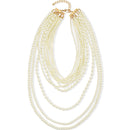 Gold Cream Pearl Multi-Row Layer Necklace