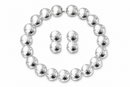 Silver Hammered Disc Statement Necklace & 1" Double Disc Drop Earring Set