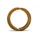 Orange Rhinestone and Brown Seed Beads Boho Style Hinged Bracelet