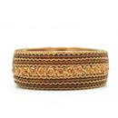 Orange Rhinestone and Brown Seed Beads Boho Style Hinged Bracelet