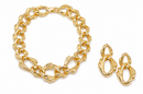 Chunky Link Statement Necklace & Oversized Link Drop Earring Set – 16" Necklace, 2.7" Earrings