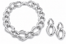 Chunky Link Statement Necklace & Oversized Link Drop Earring Set – 16" Necklace, 2.7" Earrings