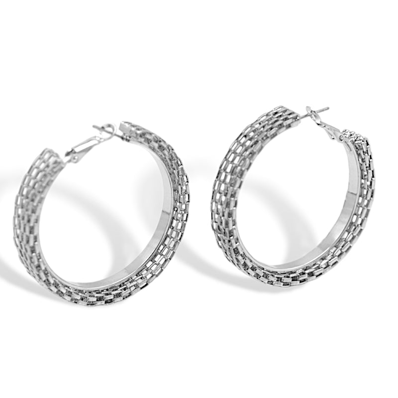 Rhodium Circle hoop earrings