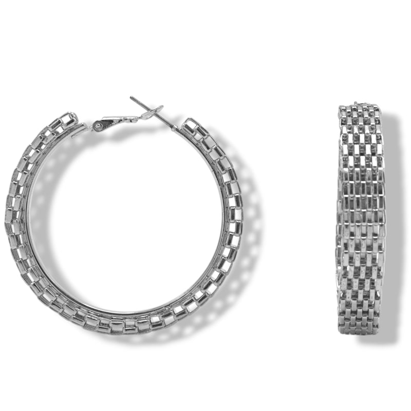 Rhodium Circle hoop earrings