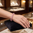 Tazza Women's Pink Faceted Beaded Stretch Bracelet | Iridescent Shimmer Bead & Rhinestone Rondelle Spacer Elastic Bracelet | Fashion Costume Jewelry