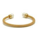 Gold plated mesh and pearl cuff Bracelet