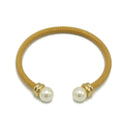 Gold plated mesh and pearl cuff Bracelet